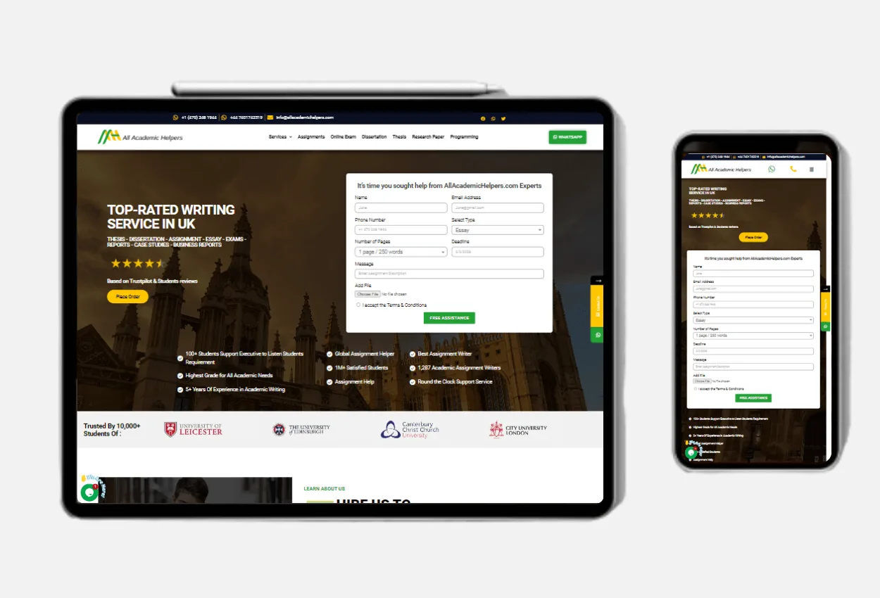 All Academic Helpers High-Resolution Mockup | AR Webcrafts