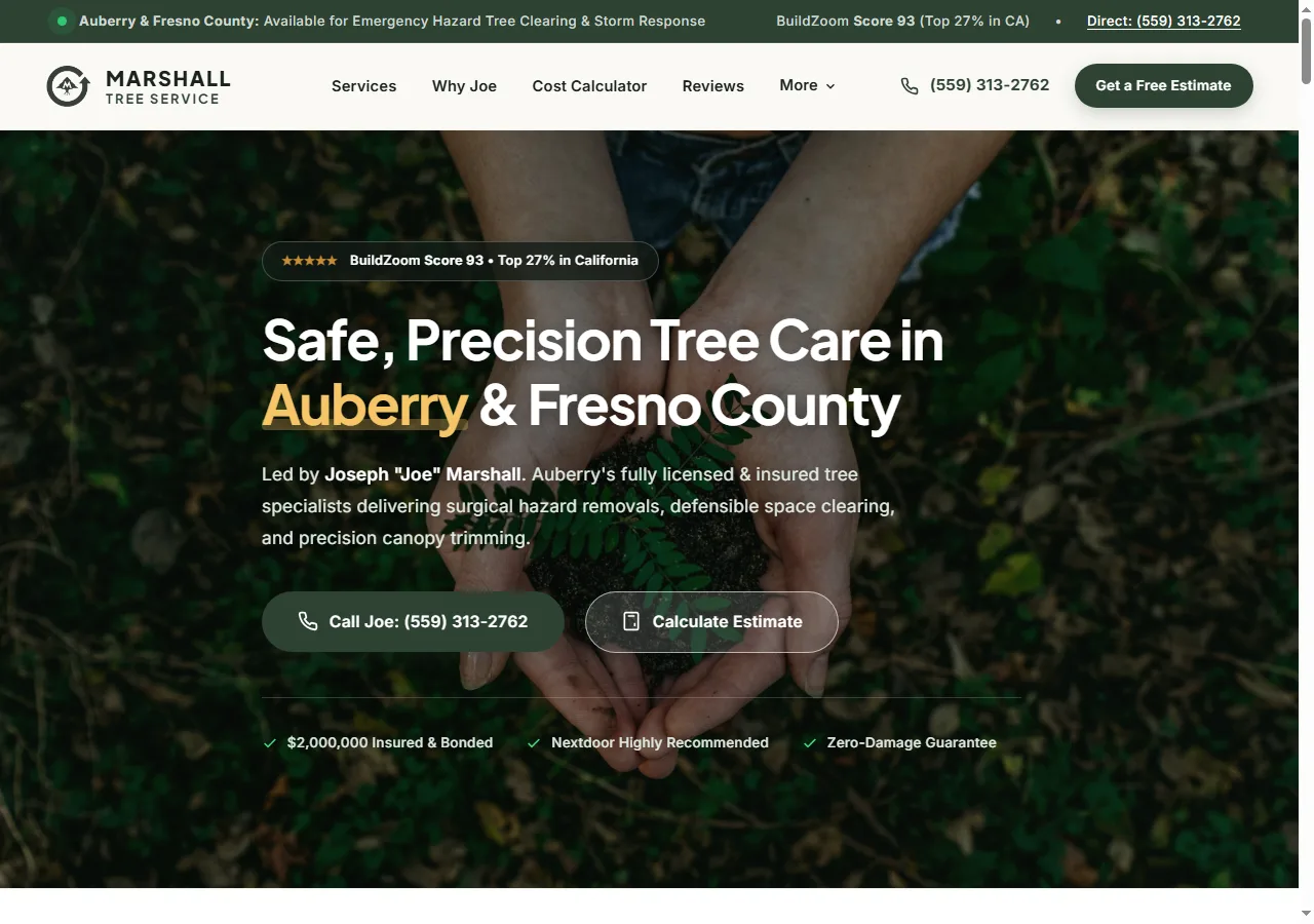 Marshall Tree Service — Auberry CA High-Resolution Mockup | AR Webcrafts