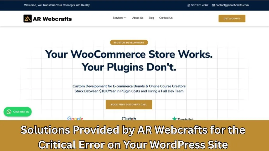 Solutions Provided by AR Webcrafts for the Critical Error on Your WordPress Site